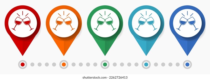 Celebrate, party concept vector icon set, flat design celebration pointers, infographic template easy to edit