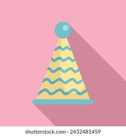 Celebrate party hat icon flat vector. Game decoration. Paper cone