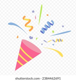 celebrate party object with party popper,glitter.Vector illustration for postcard,sticker,kid book