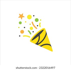 Celebrate party poppers with confetti, for festive congratulations and evening parties. Isolated vector illustration