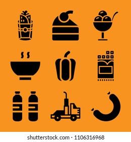 celebrate, pastry, vegetarian, abstract, appetizing and cooking icon vector set. Flat vector design with filled icons. Designed for web and software interfaces