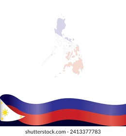 Celebra la independencia de Filipinas con nuestro versátil modelo de diseño. Con una bandera ondulante, fondo de mapa y espacio de texto personalizable, perfecto para diseños impresos y digitales