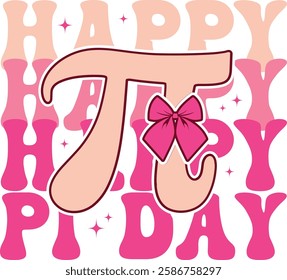 Celebrate Pi Day in style with this cute and girly design! Features a pink Pi symbol with a bow, perfect for t-shirts and accessories.