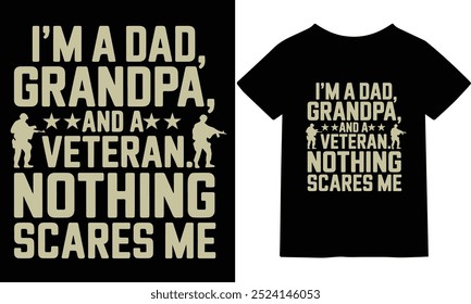 Celebrate the pride of being a dad, grandpa, and veteran with this unique t-shirt design! Featuring bold graphics and a heartfelt message, this shirt is perfect for fathers and grandfathers who have s