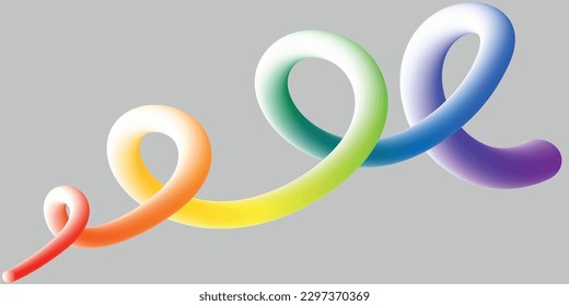 Feiern Sie den Pride Day mit diesem lebendigen 3D-Kurvendesign in Regenbogenfarben. Perfekt, um jedem Projekt oder Produkt eine Farbe hinzuzufügen. Holt euch heute!