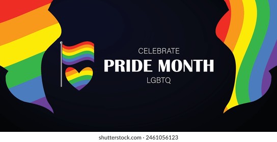 Celebrate Pride Month LGBTQ White Text Design