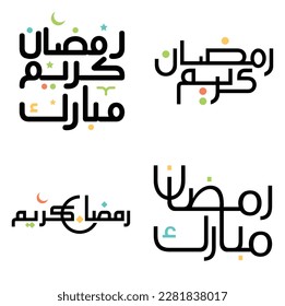 Celebrate Ramadan Kareem with Black Arabic Calligraphy Vector Illustration.