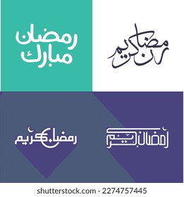 Celebrate Ramadan Kareem with Simple and Elegant Arabic Calligraphy Pack in Vector Illustration.
