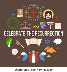 Celebrate the resurrection of jesus, info graphic for easter and passover