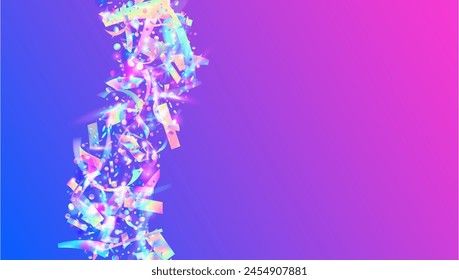 Celebrate Ribbon. Rainbow Tinsel. Glare Sparkle. Carnival Effect. Isolated Poster. Happy Christmas Serpentine. Carnaval Confetti. Pink Laser Background. Purple Celebrate Ribbon