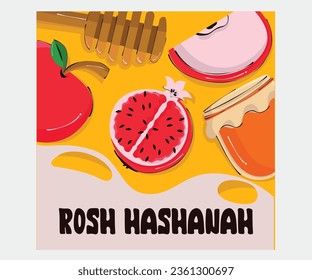 Celebrate Rosh Hashanah with a delightful illustration of apples and pomegranates, symbolizing the traditional foods for a sweet and fruitful new year. Explore the significance of these symbols in thi