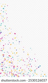 Celebrate Round Abstract Vector Transparent Background. Fun Rain Postcard. Carnival Dot Backdrop. Rainbow Confetti Top Banner.