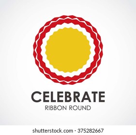 Celebrate round of ribbon abstract vector and logo design or template party circle business icon of company identity symbol concept