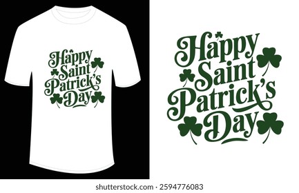 Celebrate Saint Patricks Day in style with this festive t shirt featuring elegant typography and shamrocks. Perfect for parties, parades, and Irish celebrations, is a must-have.