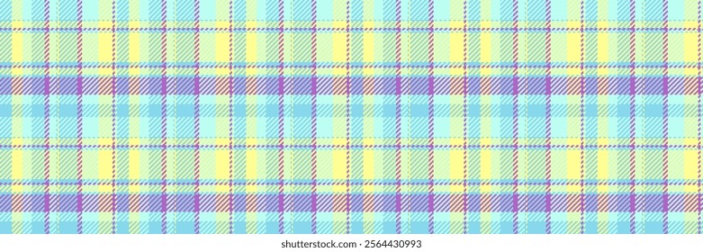 Celebrate seamless fabric vector, surface check tartan plaid. Decorative background pattern texture textile in cyan and yellow colors palette.