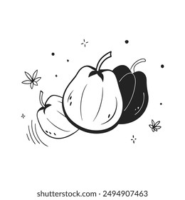 Celebrate the season with our "Autumn Pumpkins with Seasonal Flowers Vector Illustration," perfect for adding a festive touch to your designs, crafts, and seasonal decorations.