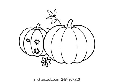 Celebrate the season with our "Autumn Pumpkins with Seasonal Flowers Vector Illustration," perfect for adding a festive touch to your designs, crafts, and seasonal decorations.