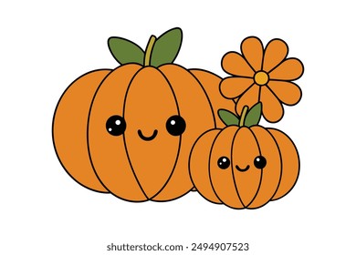 Celebrate the season with our "Autumn Pumpkins with Seasonal Flowers Vector Illustration," perfect for adding a festive touch to your designs, crafts, and seasonal decorations.