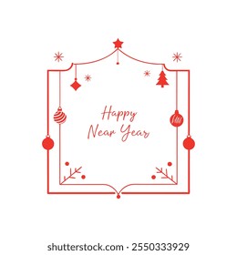 Celebrate the season with this "Happy New Year" text design framed by a Christmas-themed border. Perfect for festive cards, banners, and digital projects to spread holiday cheer.