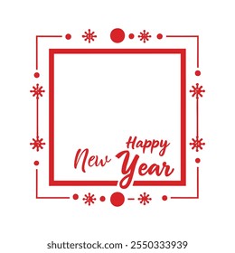 Celebrate the season with this "Happy New Year" text design framed by a Christmas-themed border. Perfect for festive cards, banners, and digital projects to spread holiday cheer.