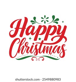 Celebrate the season with this simple and minimalist "Happy Christmas" typography design featuring calligraphic text and festive ornaments. Perfect for holiday cards, posters, and digital projects.