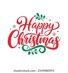 Celebrate the season with this simple and minimalist "Happy Christmas" typography design featuring calligraphic text and festive ornaments. Perfect for holiday cards, posters, and digital projects.