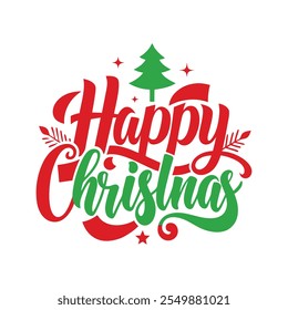 Celebrate the season with this simple and minimalist "Happy Christmas" typography design featuring calligraphic text and festive ornaments. Perfect for holiday cards, posters, and digital projects.