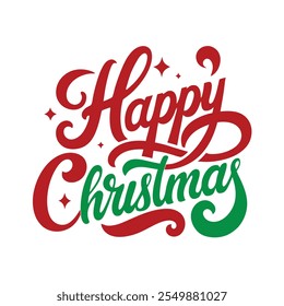 Celebrate the season with this simple and minimalist "Happy Christmas" typography design featuring calligraphic text and festive ornaments. Perfect for holiday cards, posters, and digital projects.
