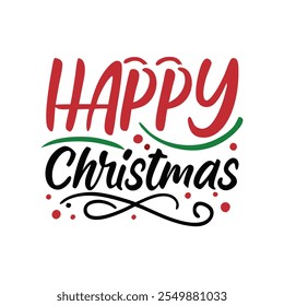 Celebrate the season with this simple and minimalist "Happy Christmas" typography design featuring calligraphic text and festive ornaments. Perfect for holiday cards, posters, and digital projects.