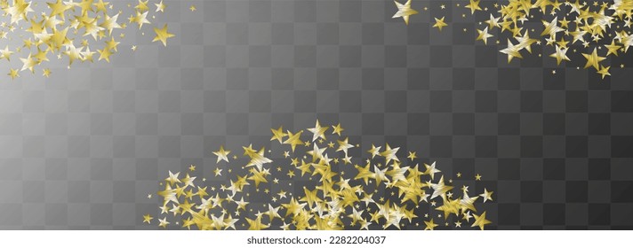Feiern Sie Shine Vektor transparenter Panoramablick Hintergrund. Leuchtendes Dekorationsraumvorlage. Universe Vektortransparente Panoramabilder. Gold Effect Starry Banner.