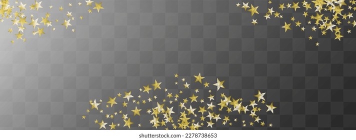 Celebrate Sparkle Vector Transparent Panoramic Background. Party Falling Universe Border. Confetti Vector Transparent Panoramic Background Design. Golden Shimmer Shine Illustration.