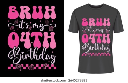 Comemore um quarto aniversário especial com este design de T na moda. Fonte retrô, tons cor-de-rosa e detalhes bonitos fazem dele um presente memorável. Perfeito para festas.
