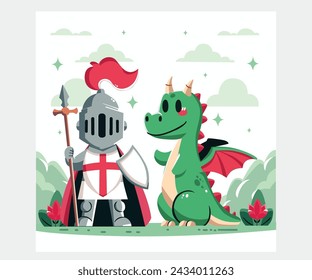 Celebrate St. George's Day with a vibrant and captivating cartoon illustration of the legendary saint in action. Discover the festive spirit and history behind this special day