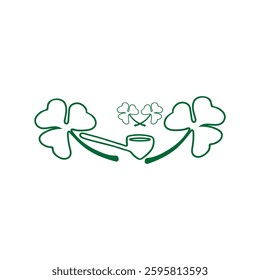 Celebrate St. Patrick's Day with shamrocks and a pipe in this unique line art design. 
