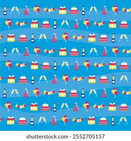Celebrate in style with our vibrant birthday party vector patterns! Featuring festive balloons, colorful confetti, cakes, gifts, and party hats, perfect for invitations, digital designs, decoration