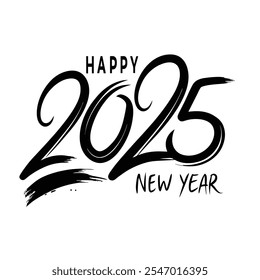  Celebrate in style with this "Happy New Year 2025" background featuring a dynamic brush stroke effect. Perfect for festive posters, banners, greeting cards, and digital designs.