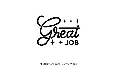 Celebrate Success with 'Great Job' Vector Text: Beautiful Handwritten Modern Brush Lettering Perfect for Cards, Banners, T-shirt prints, Motivational Posters, and Icon Designs