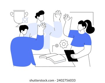 Celebrate success isolated cartoon vector illustrations. Group of colleagues celebrating successful project defense, educational process at university, student lifestyle vector cartoon.