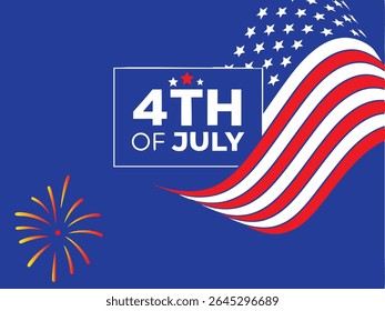 Celebrate th of july american independence day with patriotic design and fireworks