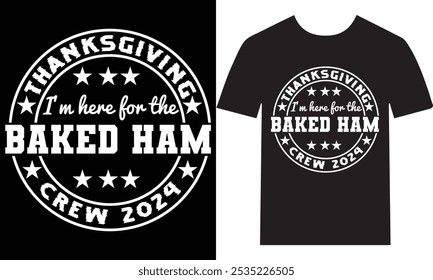 Celebrate Thanksgiving with our fun "I'm Here for the Baked Ham Crew" t-shirt! Perfect for food lovers and families who enjoy gathering around the table, this shirt is a humorous way to show your love