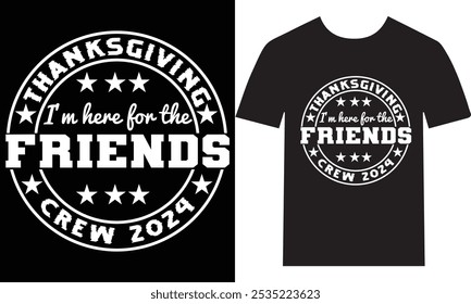 Celebrate Thanksgiving with your friends in style! This "I'm Here for the Friends Crew 2024" t-shirt is perfect for gatherings, parties, and cozy celebrations. Made for those who cherish friendship 