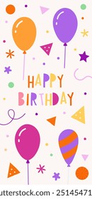 Celebrate with this fun and festive birthday card featuring colorful balloons, confetti, and a cheerful happy birthday message. Perfect for adding a touch of whimsy to your greetings.