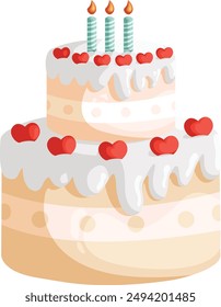 Celebrate with this vector of a birthday cake with creamy frosting, three blue candles, and a cherry. Perfect for invitations, cards, and party decor. Add a sweet touch to any event. Download now!