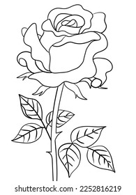 Celebrate the timeless beauty of roses with this coloring page featuring a detailed outline illustration of a single rose in an elegant vase. Let your creativity blossom as you bring this classic flow