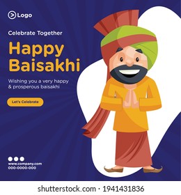 Celebrate together happy baisakhi banner design. Vector graphic illustration.