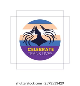 Celebrate Trans Lives illustration with abstract feminine silhouette and transgender pride colors