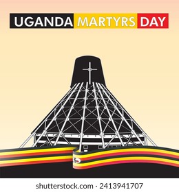 Celebrate Uganda Martyrs Day with an editable vector template of the Martyrs Shrine Basilica for Martyrs Day art. Perfect for social media and print, customize to match your brand and colors