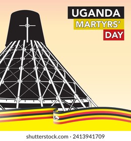 Celebrate Uganda Martyrs Day with an editable vector template of the Martyrs Shrine Basilica for Martyrs Day art. Perfect for social media and print, customize to match your brand and colors