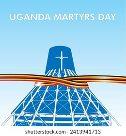 Celebrate Uganda Martyrs Day with an editable vector template of the Martyrs Shrine Basilica for Martyrs Day art. Perfect for social media and print, customize to match your brand and colors