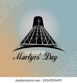  Celebrar el Día de los Mártires de Uganda con una plantilla editable de vectores de la Basílica del Monasterio de los Mártires para el arte del Día de los Mártires Perfecto para medios sociales e impresos, personalizar para que coincida con tu marca y colores